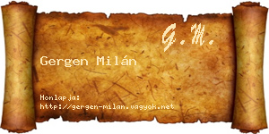 Gergen Milán névjegykártya